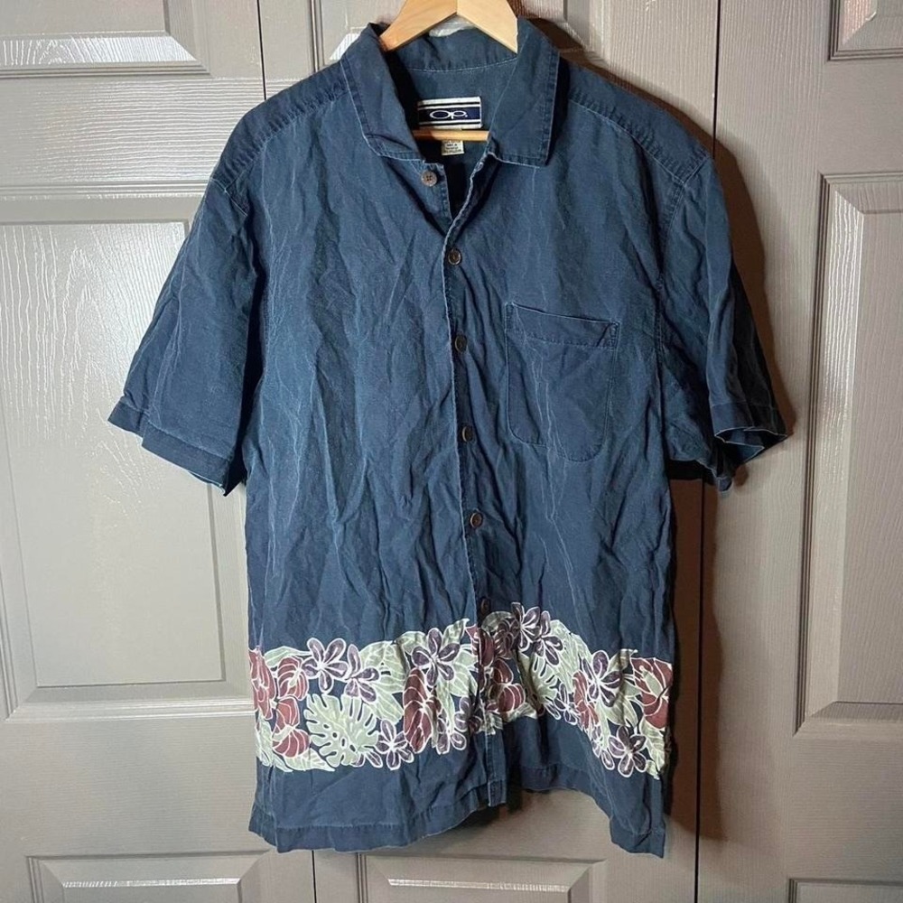 VTG ocean pacific shirt size L button up surfer surfwear skater polo floral